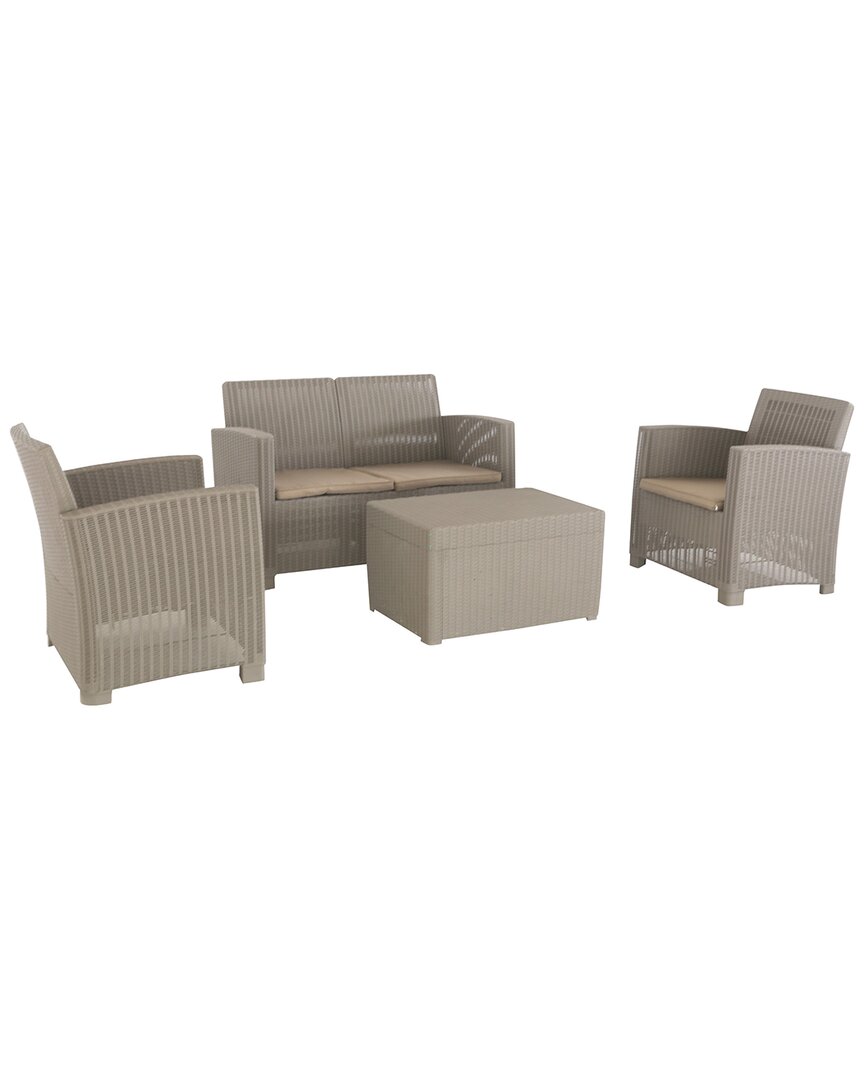 Dukap Alta All Weather Faux Rattan 4 Person Seating Set With Cushions In Grey