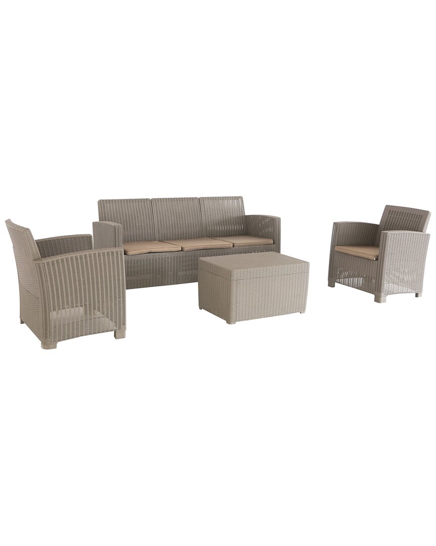Dukap Alta All Weather Faux Rattan 5 Person Seating Set With Cushions In Grey
