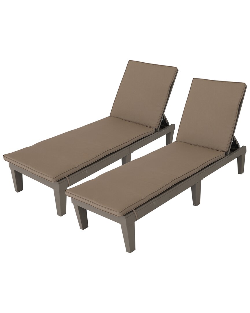 Dukap Oslo Patio Reclining Sun Lounger Grey With Beige Cushion Set Of 2
