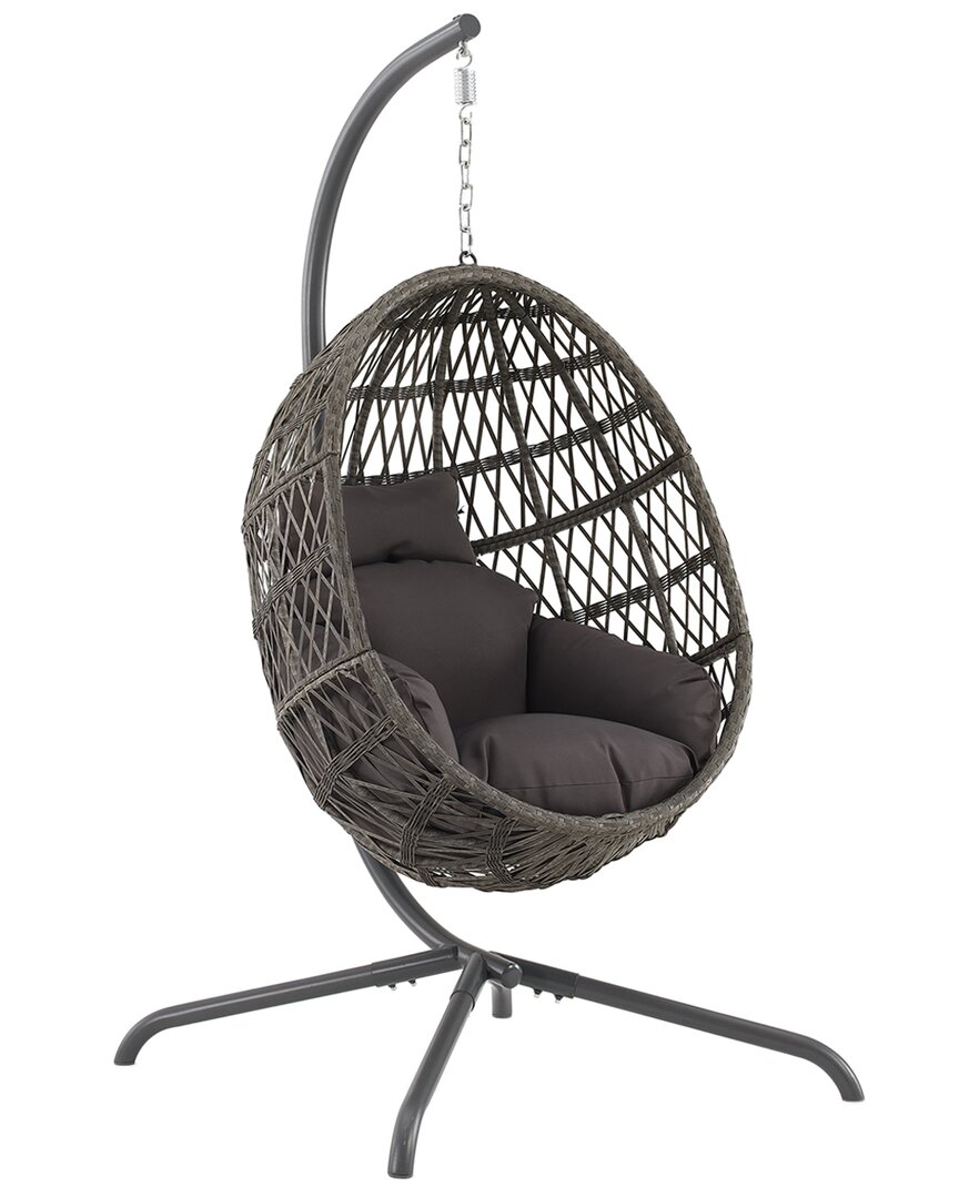 Crosley Tess Indoor/outdoor Wicker Hanging Egg Chair In Gray