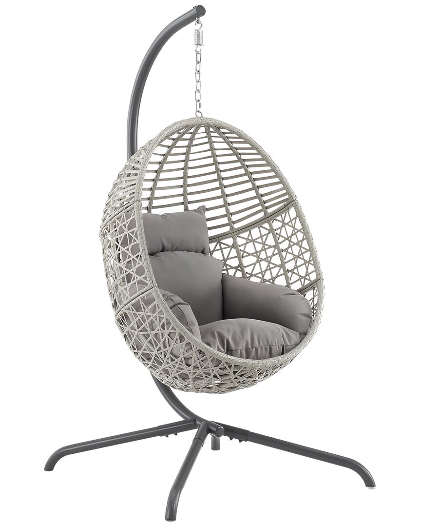 Crosley Lorelei Indoor/outdoor Wicker Hanging Egg Chair In Gray