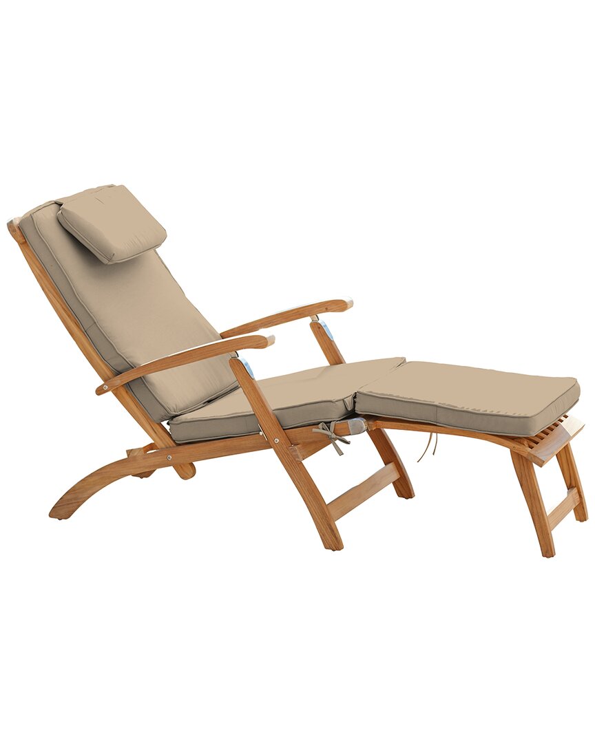 Curated Maison Adelle Teak Folding Outdoor Deck Chair Lounge With
