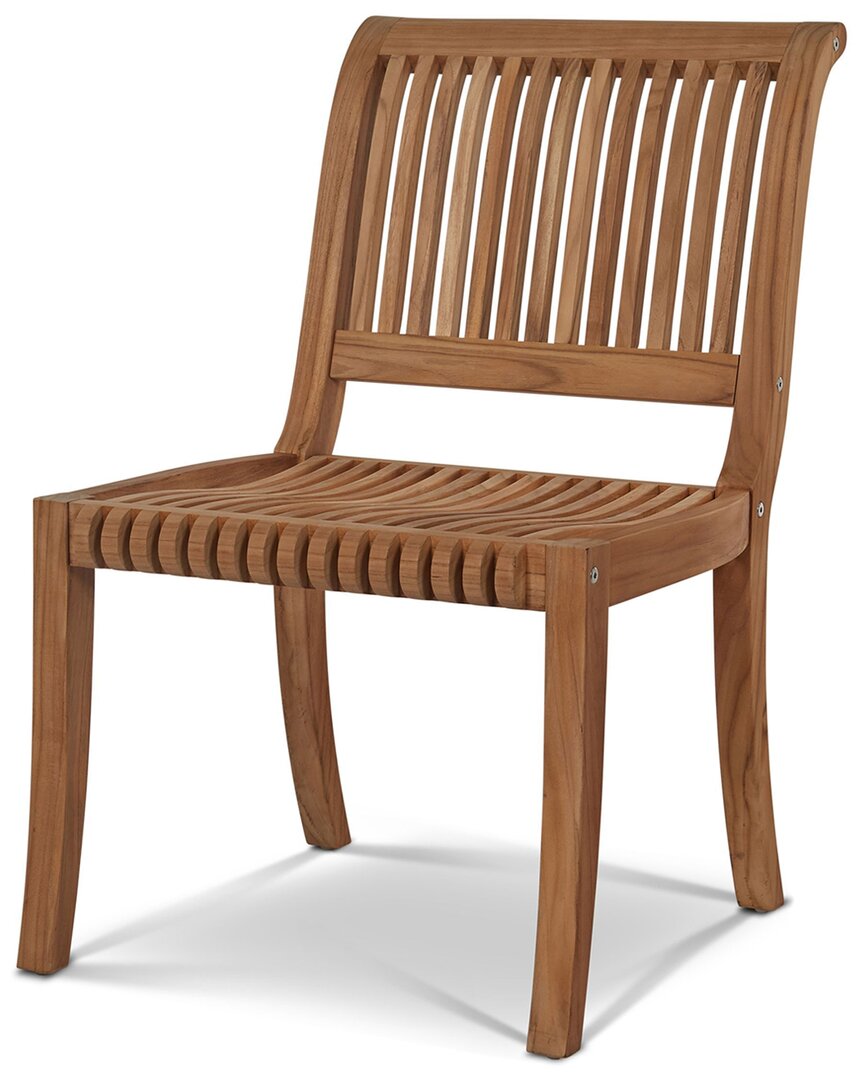 Curated Maison Clement Teak Outdoor Side Chair In Brown