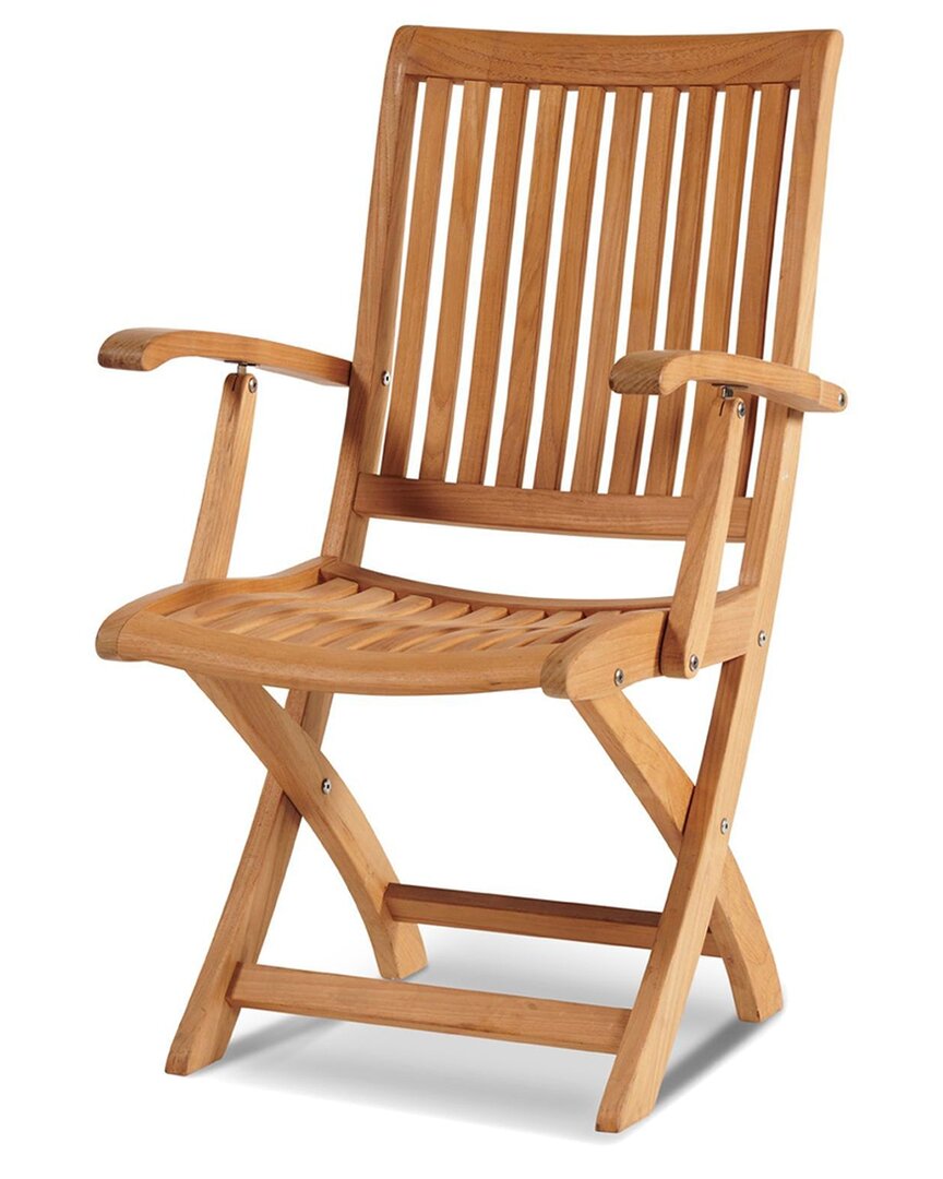 Curated Maison Felice Teak Outdoor Folding Armchair In Brown
