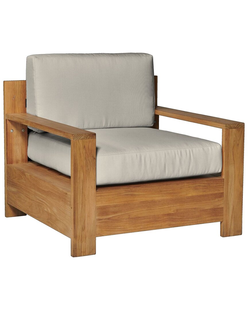 Curated Maison Lothair Teak Outdoor Club Chair With Sunbrella Canvas Cushion In Brown