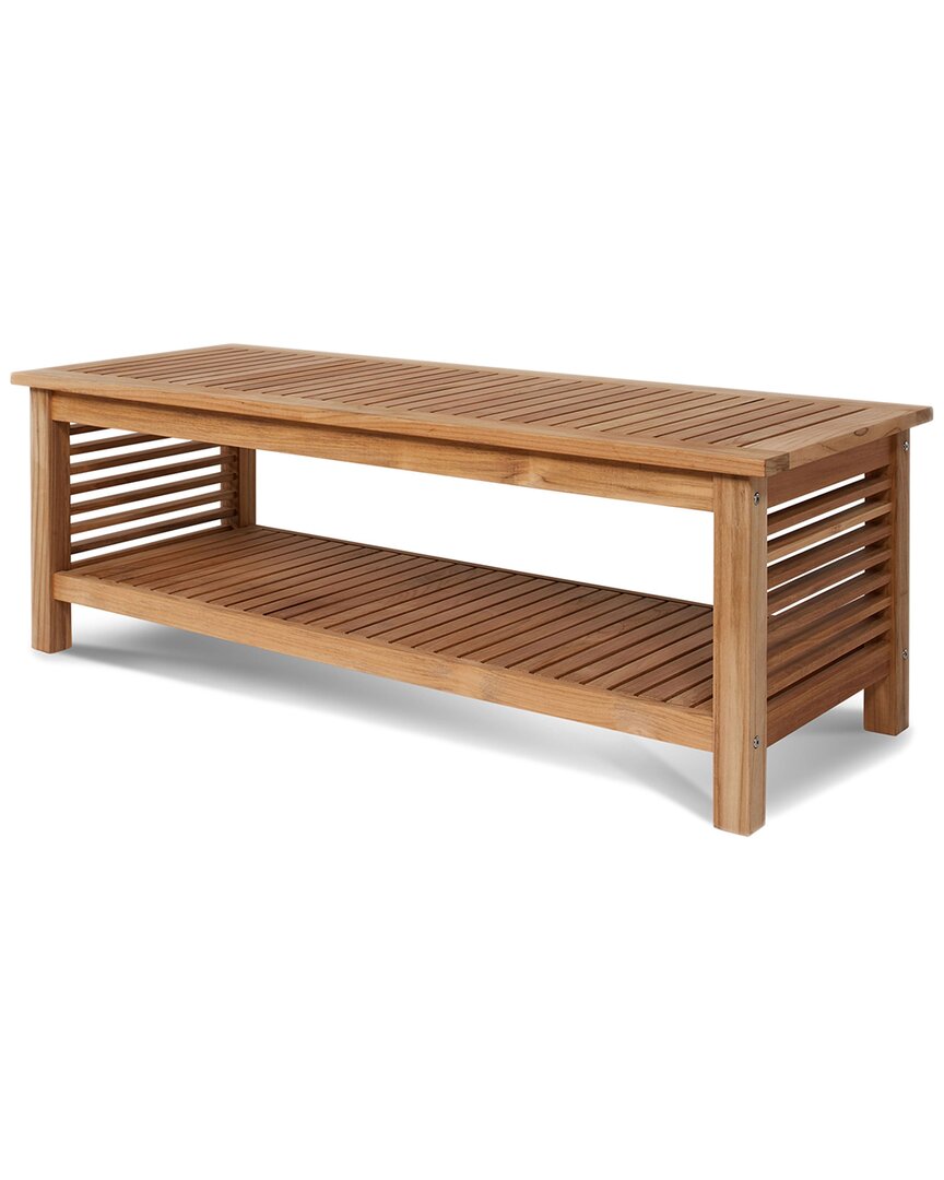 Curated Maison Sylvie Rectangular Teak Outdoor Coffee Table In Brown