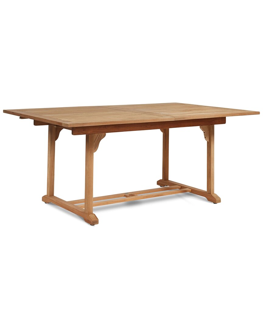 Curated Maison Belmont Rectangular Teak Outdoor Dining Table With Built-in Extension In Brown