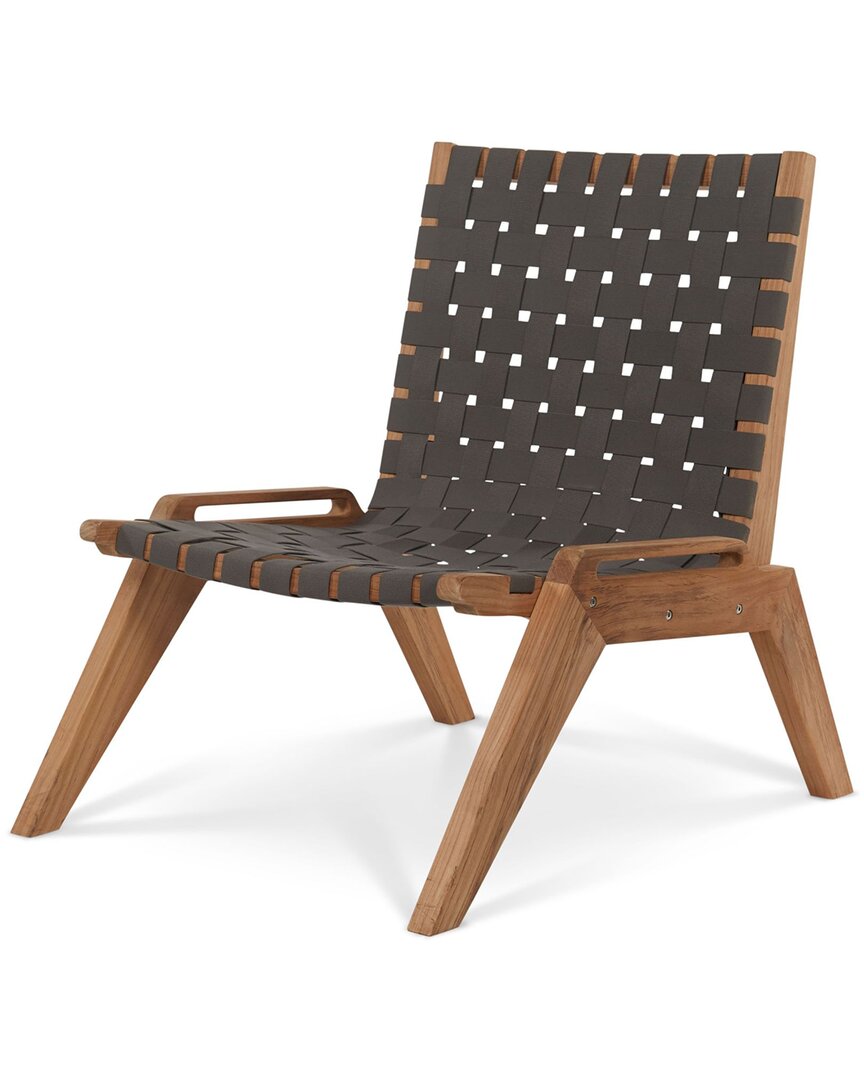 Curated Maison Laurent Teak Outdoor Woven Chat Chair In Grey