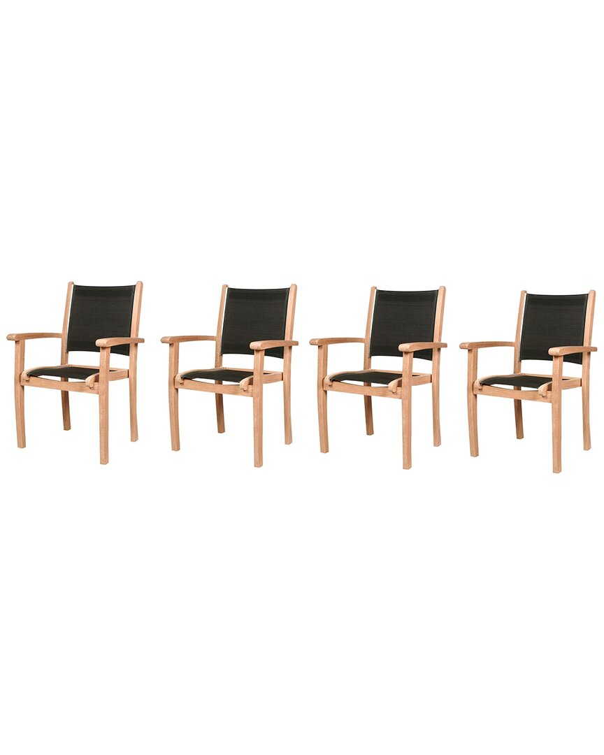 Curated Maison Perrin Stacking Teak Outdoor Dining Armchair In Black