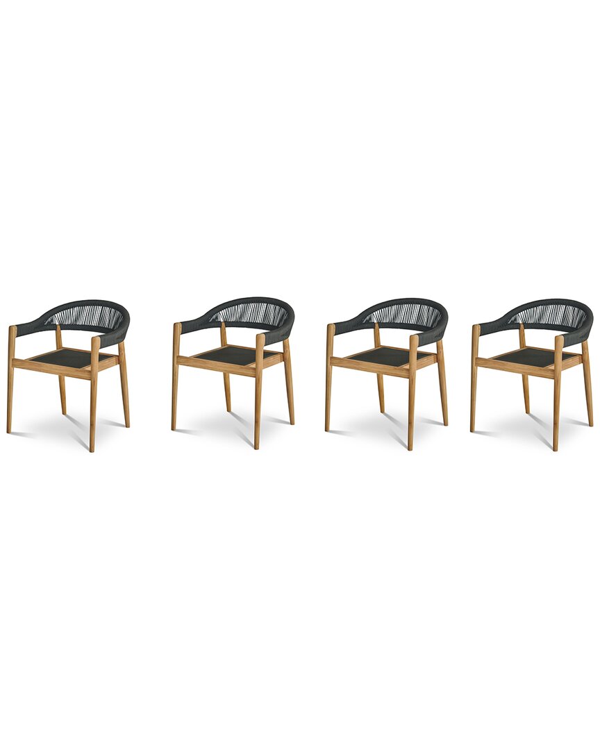 Curated Maison Valerie Teak Outdoor Stacking Armchair (set Of 4) In Brown