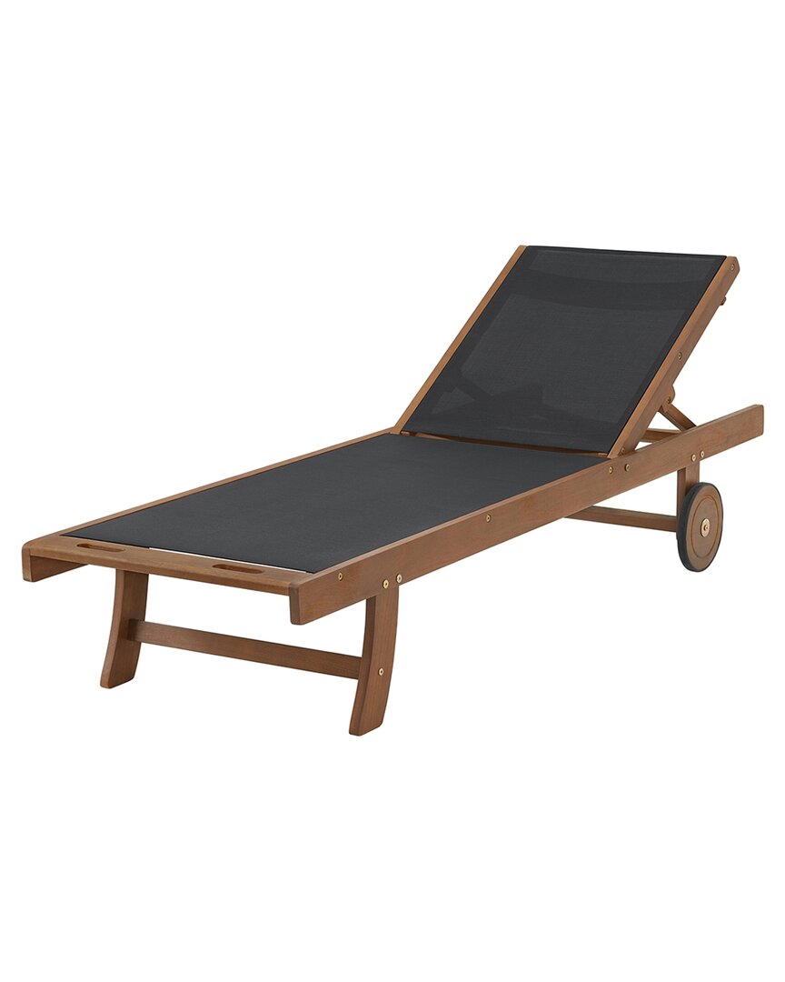 Alaterre Furniture Caspian Eucalyptus Wood Outdoor Lounge Chair With Mesh Seating In Natural