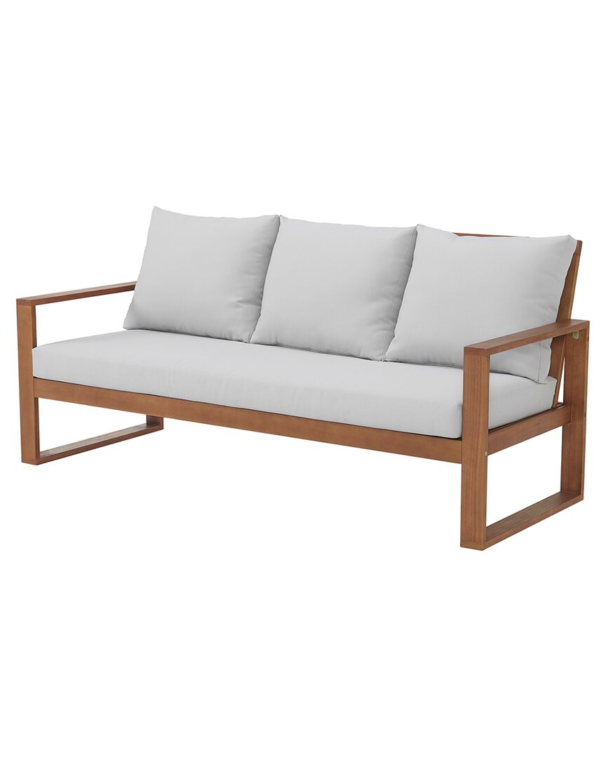 Alaterre Furniture Grafton Eucalyptus 2-seat Outdoor Bench With Cushions In Natural