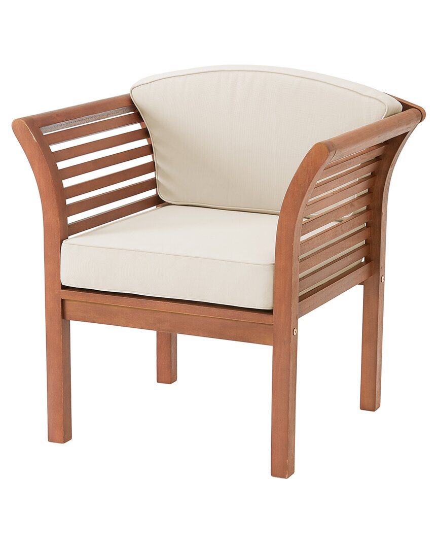 Alaterre Furniture Stamford Eucalyptus Wood Outdoor Chair With Cushions In Natural