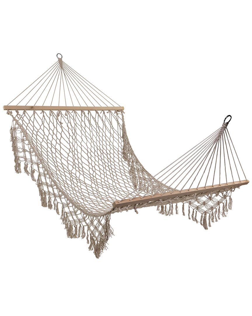 NORTHLIGHT NORTHLIGHT LATTICE MACRAME ROPE HAMMOCK WITH WOODEN BARS