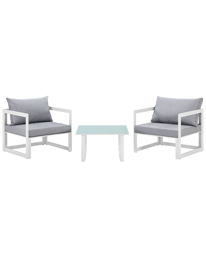 Modway Fortuna 3pc Outdoor Patio Aluminum Sectional Sofa Set