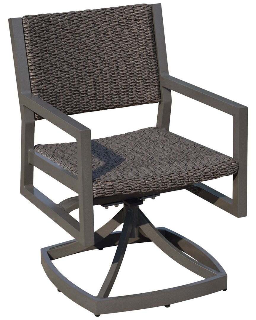 Courtyard Casual Venice 2 Swivel Spring Dining Chairs In Grey