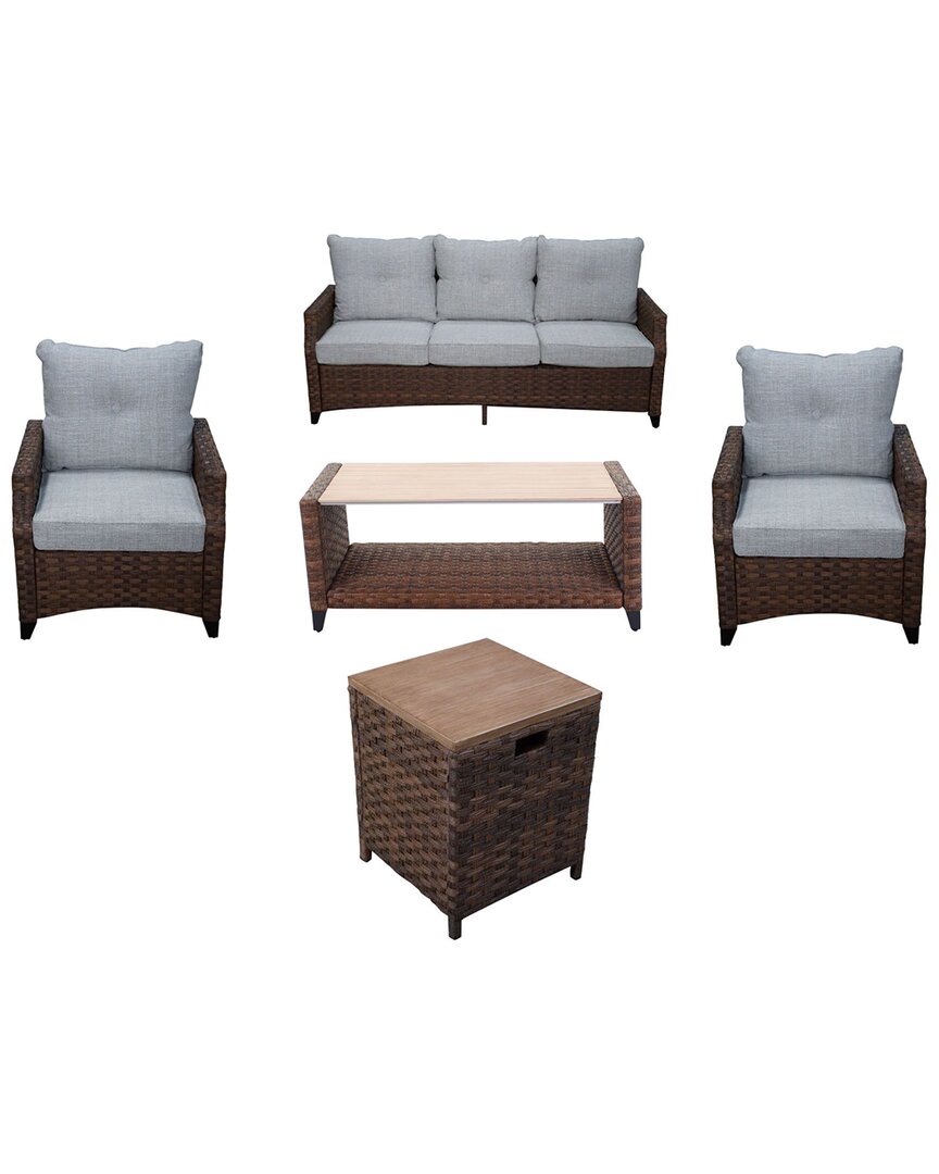 Courtyard Casual Costa Mesa Brown 5pc Sofa Seating Set