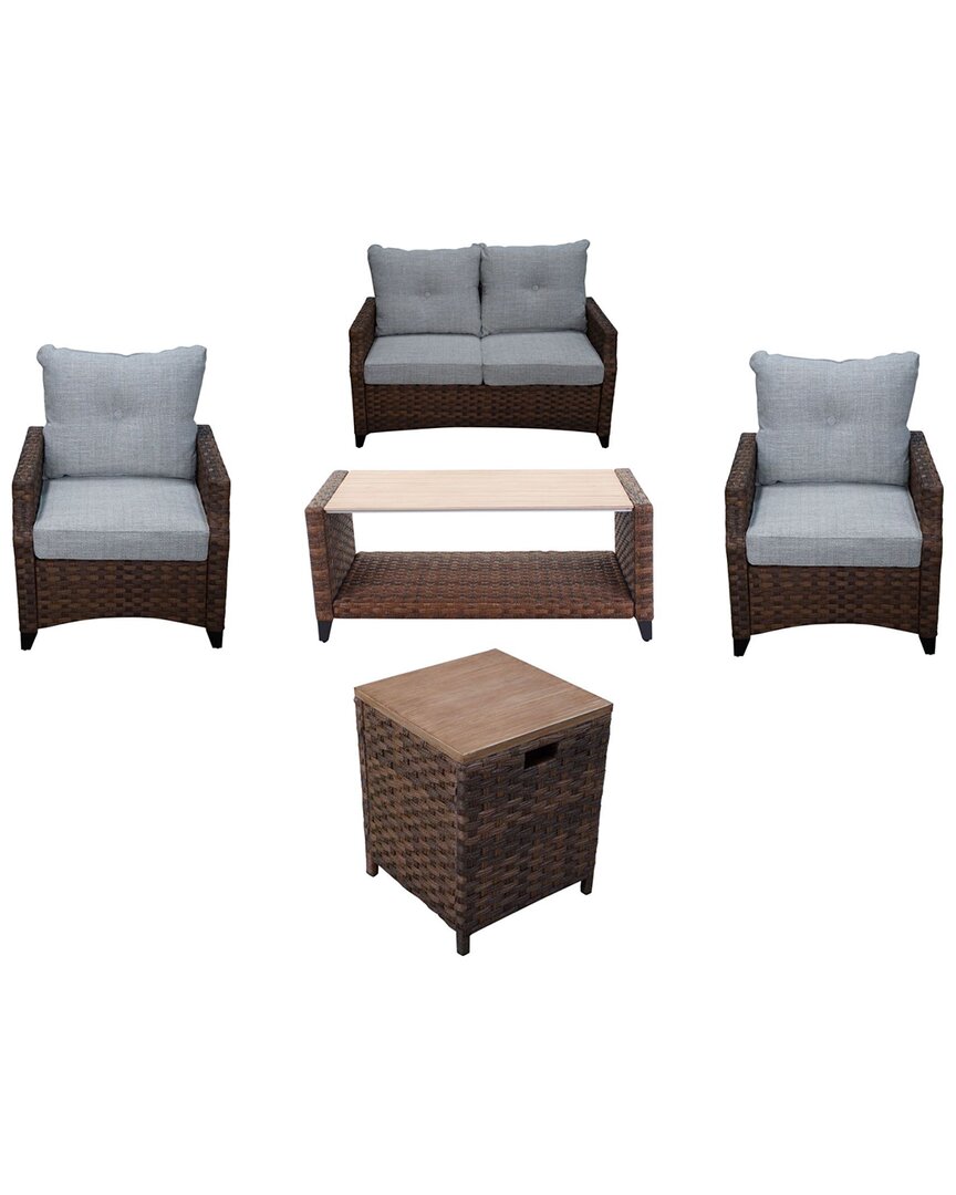 Courtyard Casual Costa Mesa Brown 5pc Loveseat Seating Set