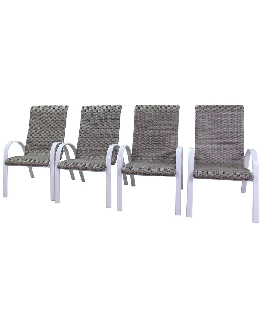 Courtyard Casual Santa Fe 4 Wicker Chairs With White Frame