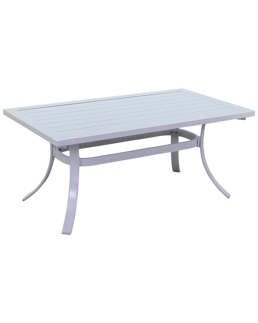 Courtyard Casual Santa Fe Aluminum 42in Rectangle Coffee Table With Slat Top In White
