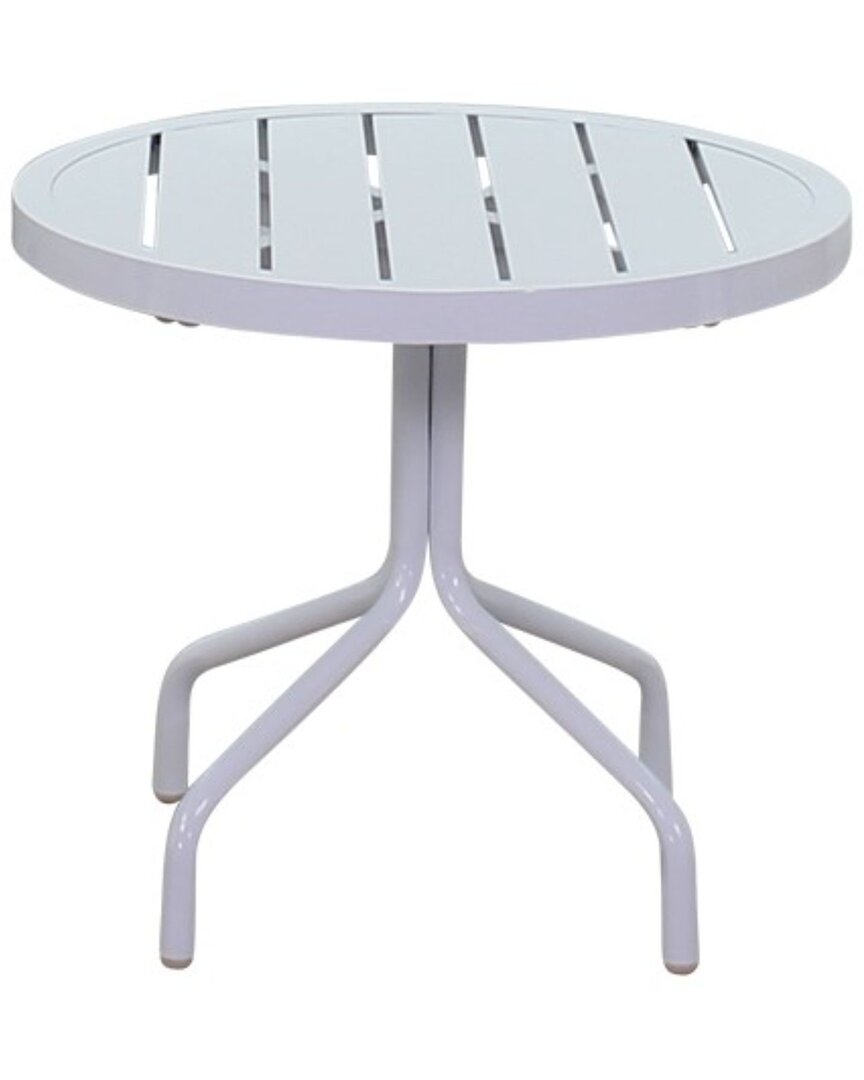 Courtyard Casual Santa Fe 20in Round End Table With Aluminum Slat Top In White