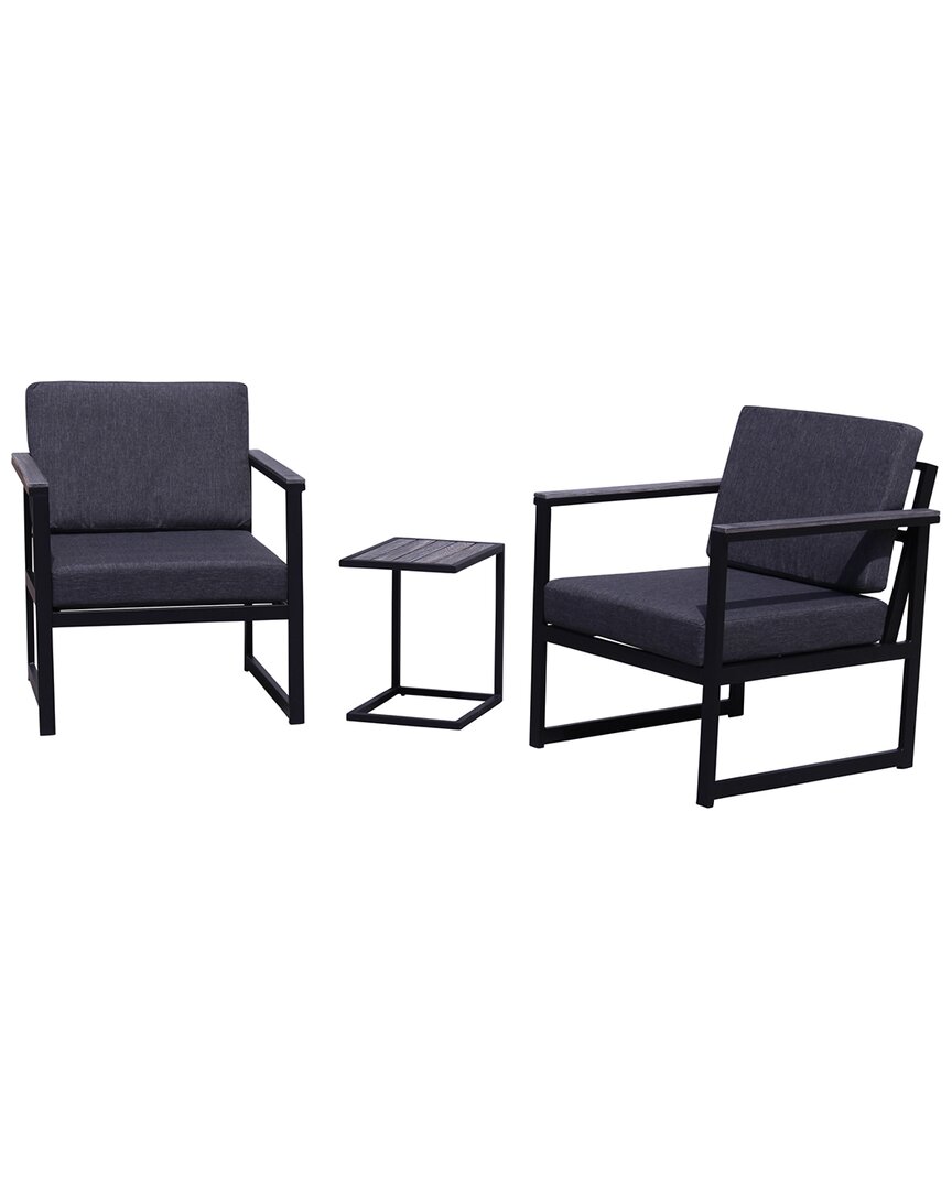 Courtyard Casual Catalina 3pc Chat Set In Black
