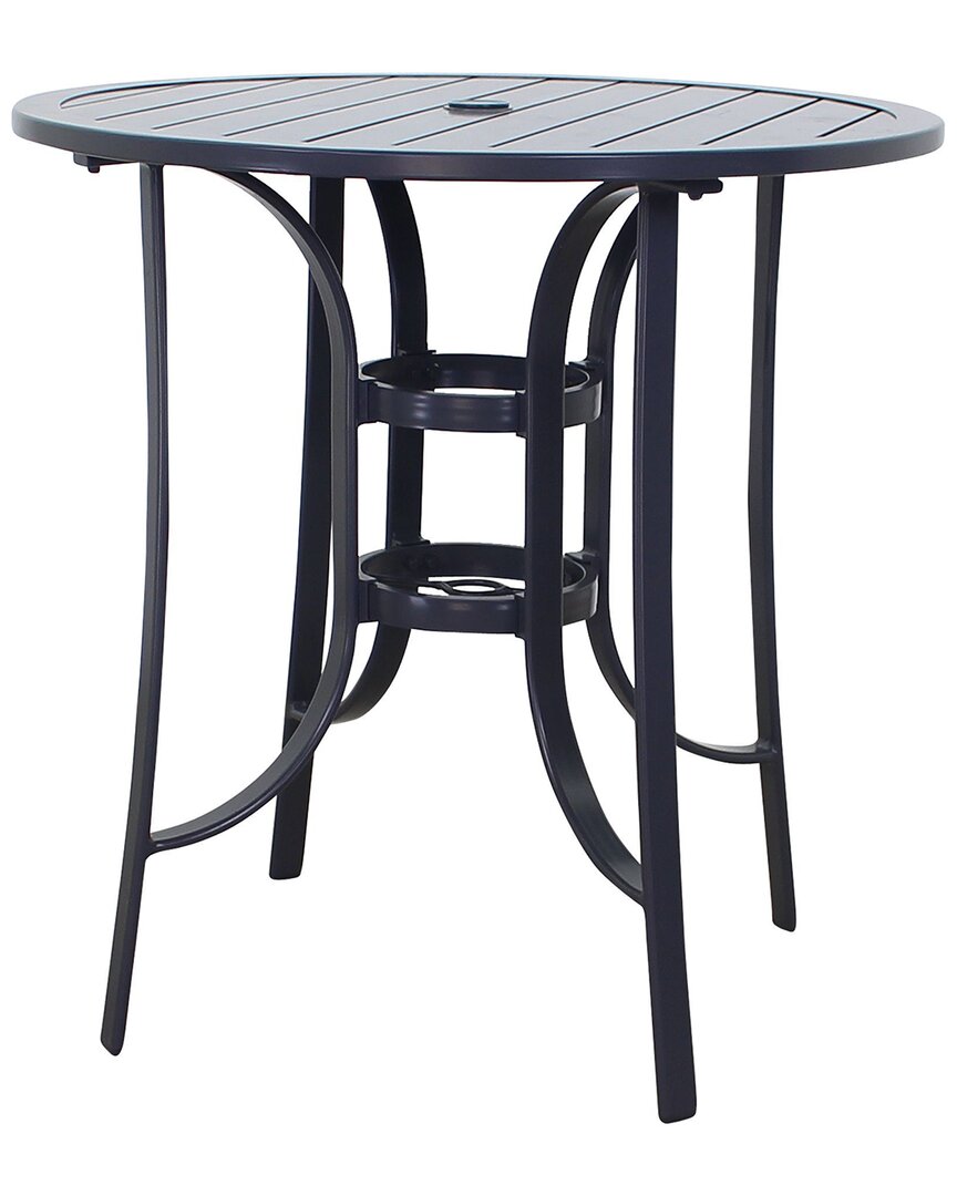 Courtyard Casual Santa Fe Dark Gray Aluminum 36in Round Balcony Height Table In Grey
