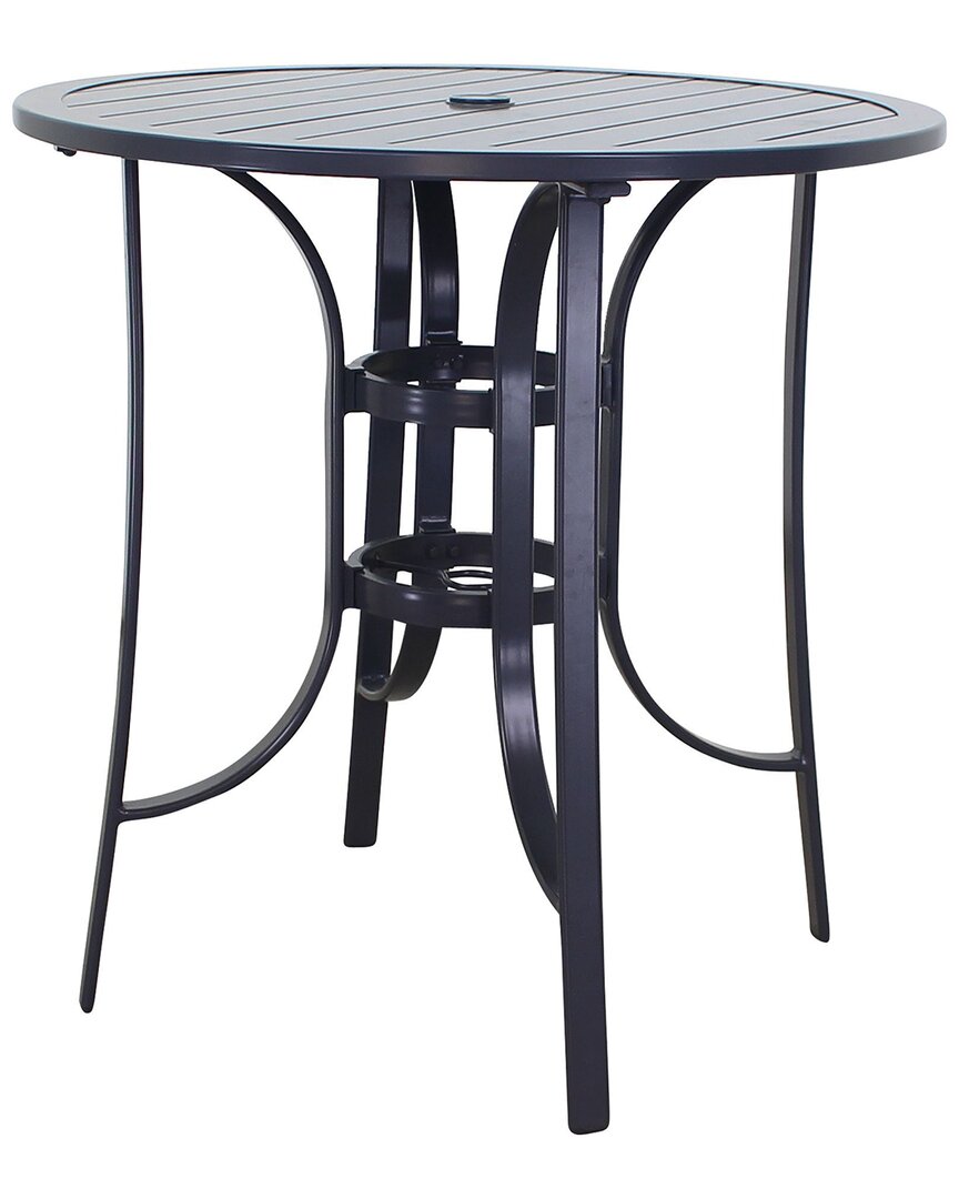 Courtyard Casual Santa Fe Dark Gray Aluminum 36in Round Balcony Height Table In Brown