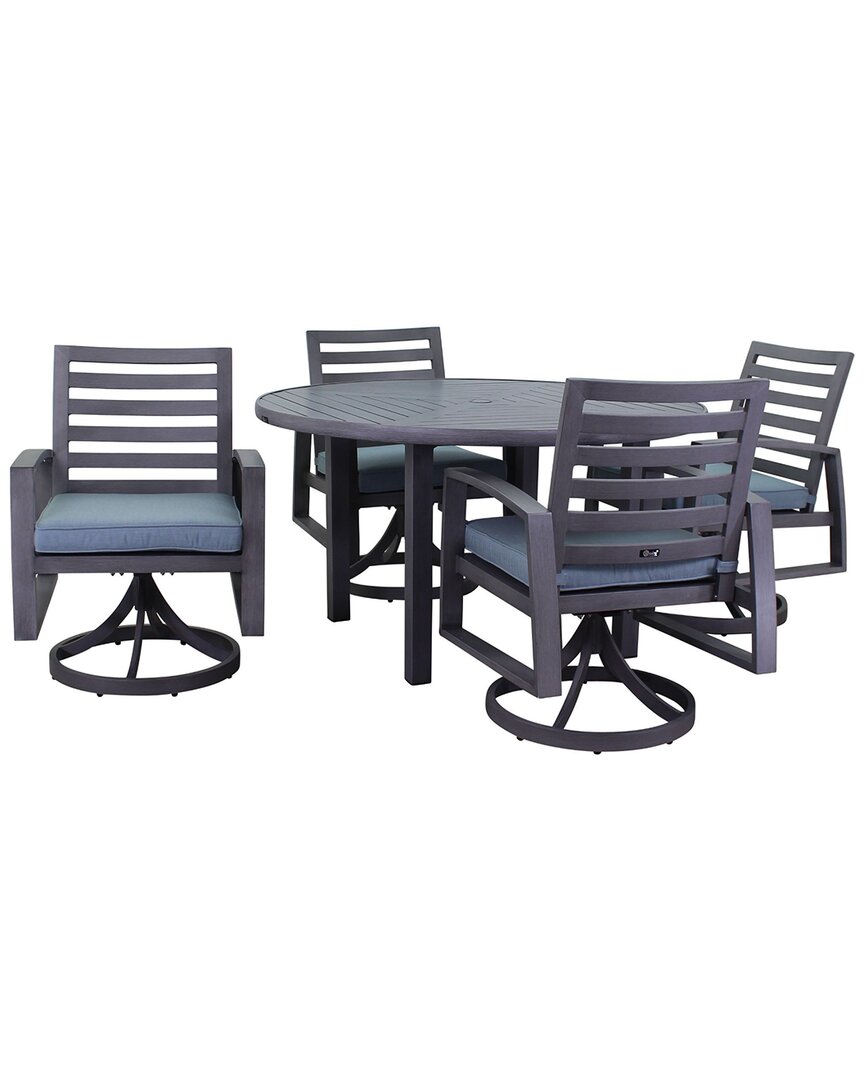Courtyard Casual Cabo Grey 5pc Motion Dining Set In Grey