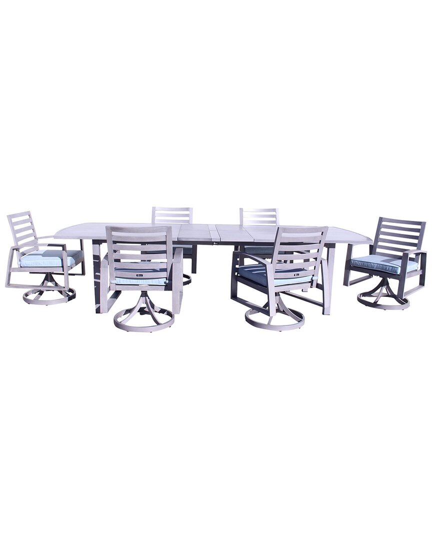 Courtyard Casual Creative Outdoor Products  Cabo 7pc Swivel Extension Dining Set In Grey