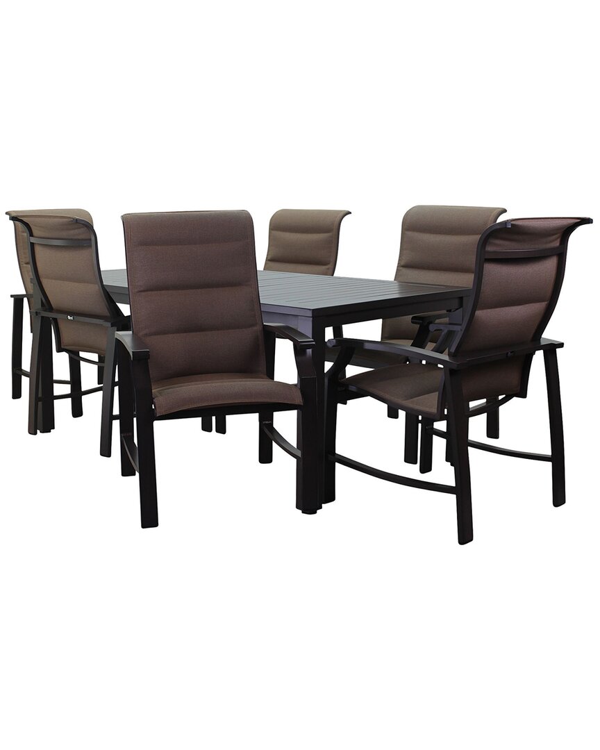 Courtyard Casual Madison Rust 7pc 70in Rectangle Dining Set