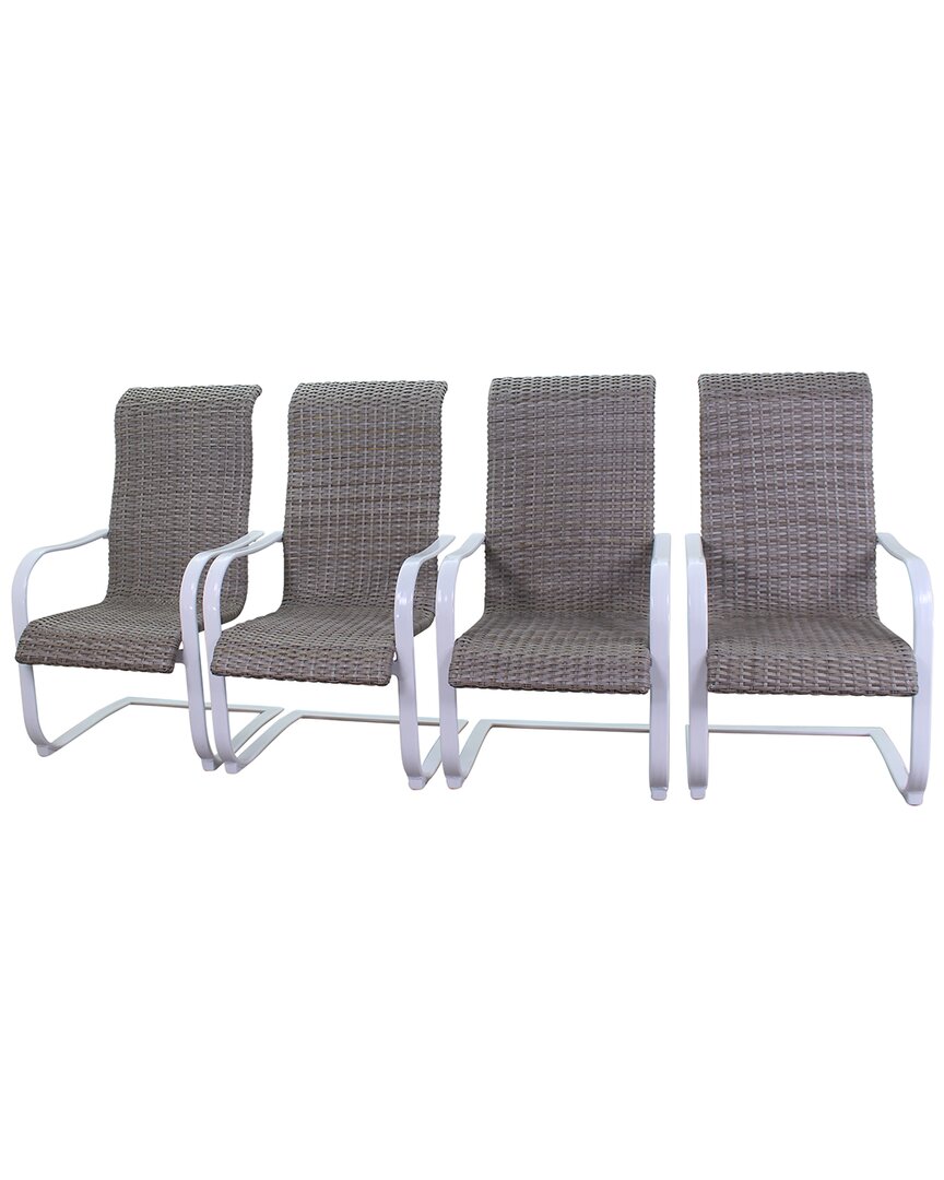 Courtyard Casual Santa Fe 4 Wicker Spring Chairs With White Frame