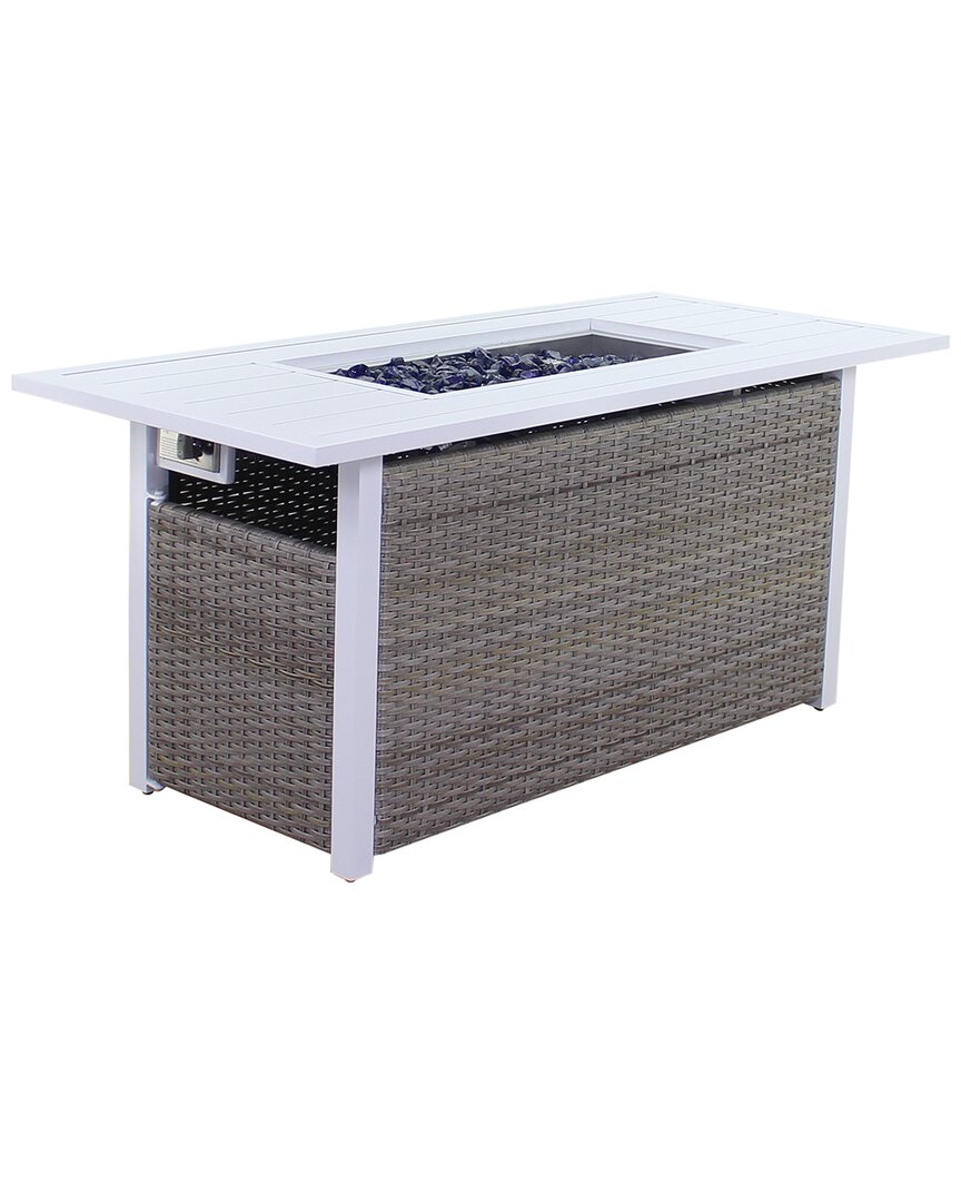 Courtyard Casual Santa Fe Rectangle Fire Pit In White