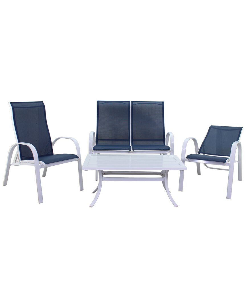 Courtyard Casual Santa Fe 4pc Loveseat Glider Set In White