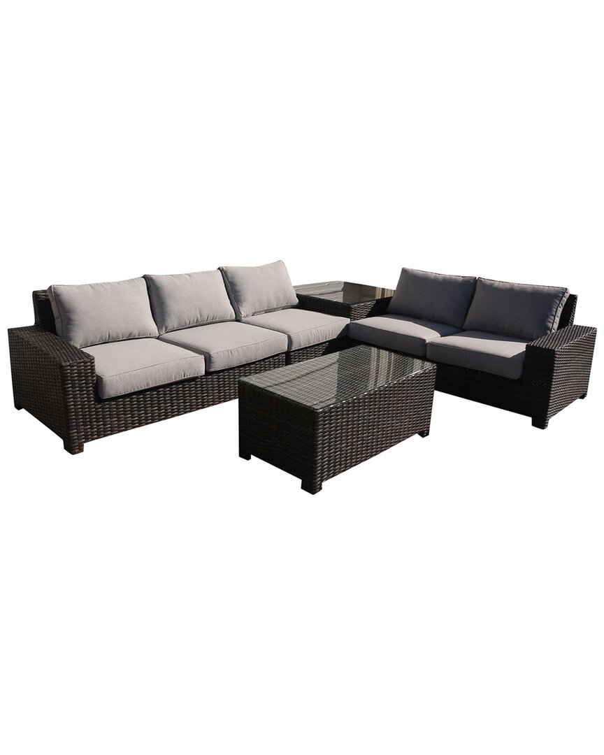 Courtyard Casual St Lucia Silver Oak 5pc Sectional Set With 1 Left And 1 Right Sectional Loveseats,
