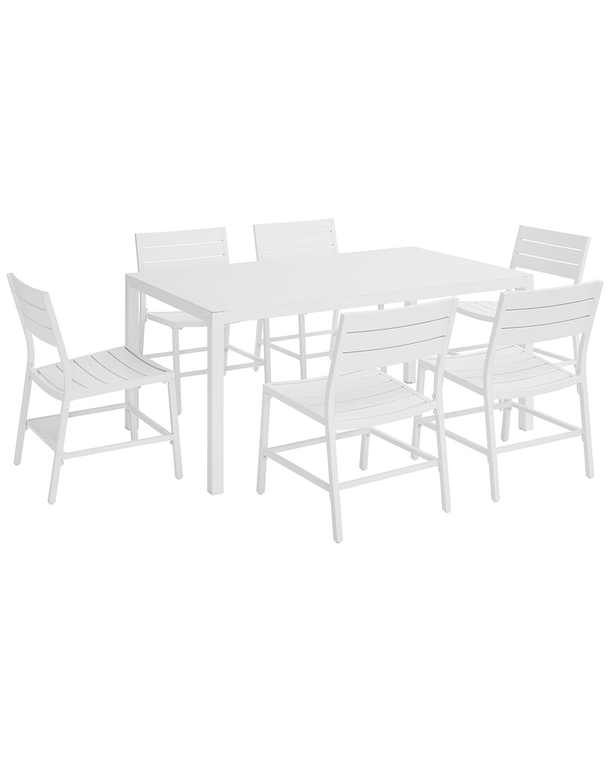 Linon Holland Aluminum 7pc Dining Set In White