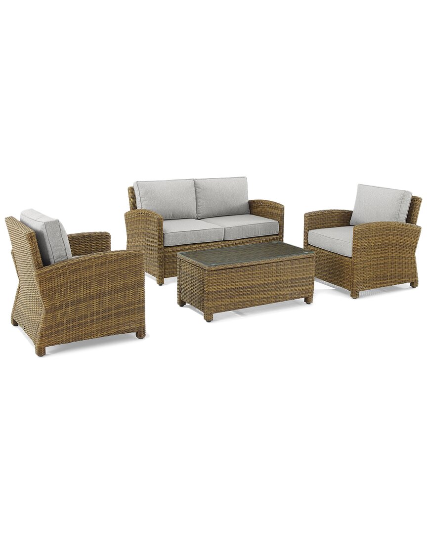 Crosley Furniture Bradenton 4pc Outdoor Wicker Conversation Set In Gray