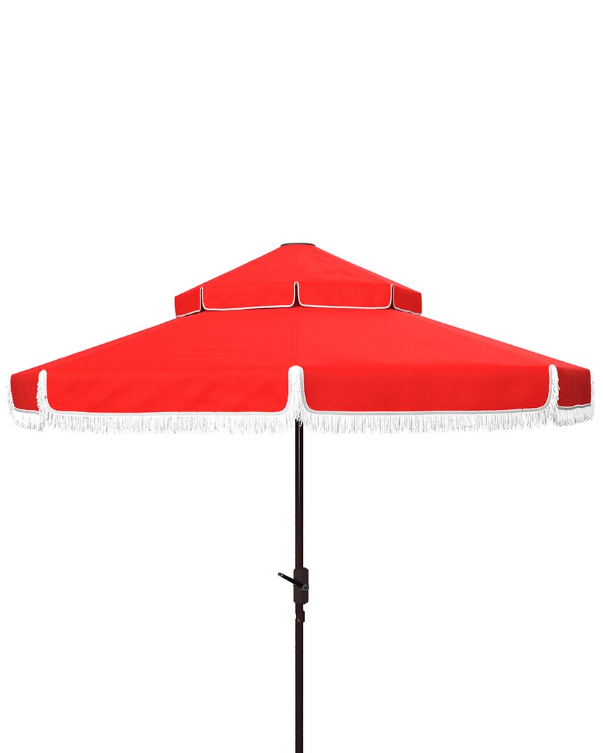 Safavieh Milan 9ft Dbletop Umbrella In Red