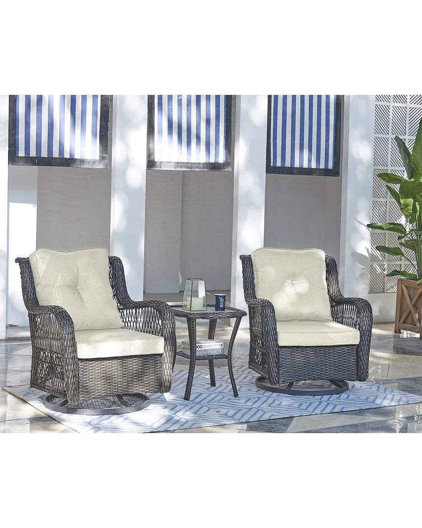 Manhattan Comfort Fruttuo Patio 2-person Seating Group With End Table In Multi