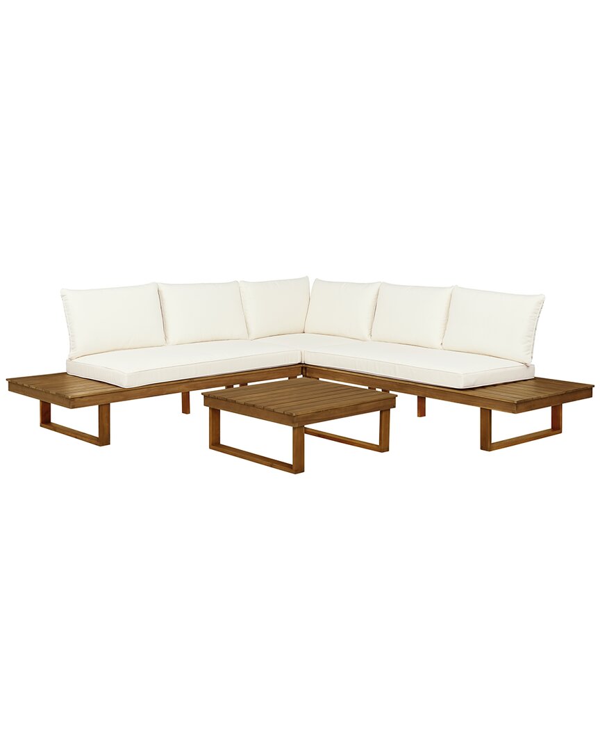 Linon Skypark Outdoor 4pc Loveseat Corner Table Set