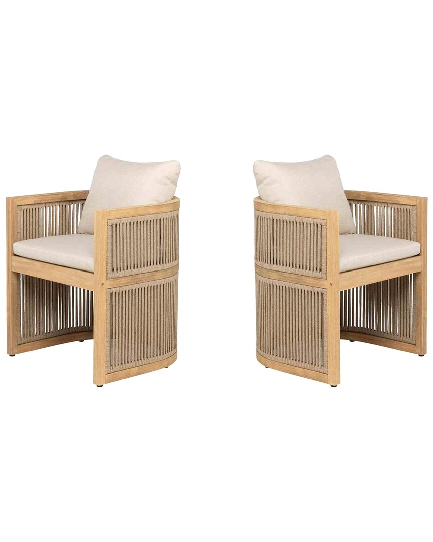 Panama Jack Cabo Set Of 2 Barrel Dining Armchairs In Brown