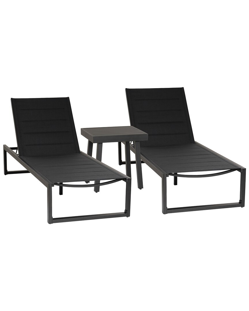 Linon Holland Aluminum 3pc Set In Black