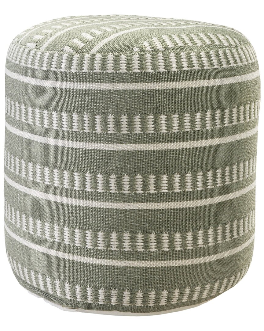 Lr Home Dash And Stripe Geometric Indoor Outdoor Pouf In Sage