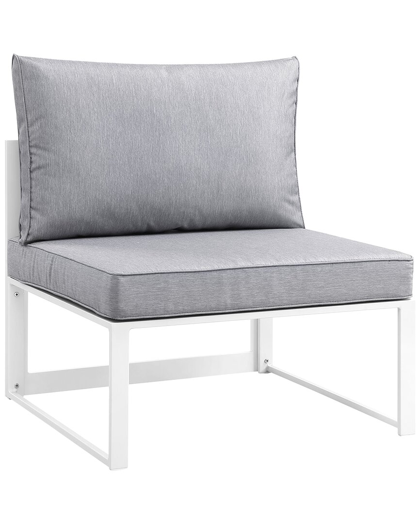 Modway Outdoor Fortuna Armless Outdoor Patio Chair In Gray/white