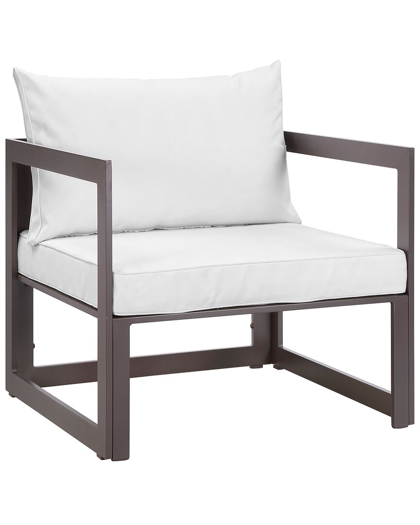 Modway Outdoor Fortuna Outdoor Patio Armchair In White/brown