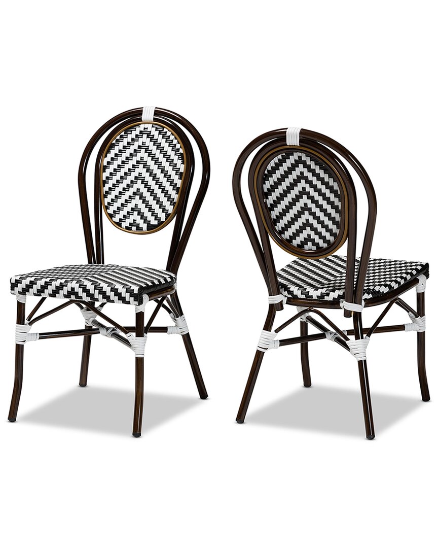 Shop Baxton Studio Alaire Classic French Weaving And Metal 2pc Outdoor Dining Chair Set In Black