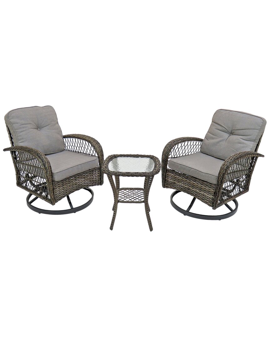 National Tree Company Chelsea Collection 3pc All-weather Chat Set In Grey