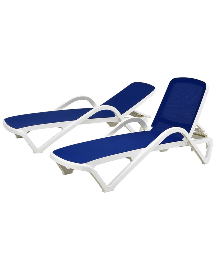 National Tree Company Plymouth Collection All Weather Sling Chaise Lounge Pair In Blue
