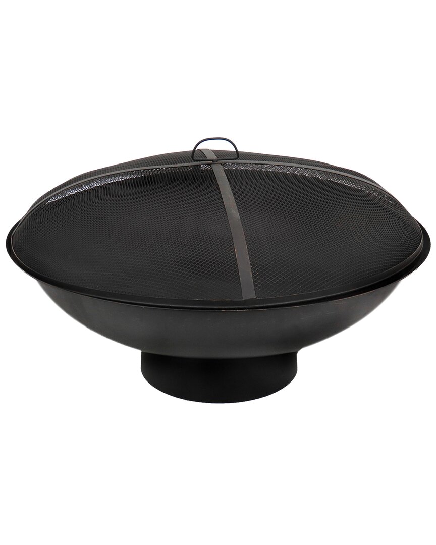 National Tree Company 32in Cast Iron Fire Pit Bowl With Screen In Black