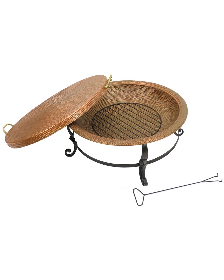 National Tree Company 32in Copper Fire Pit With Stand & Tray Cover